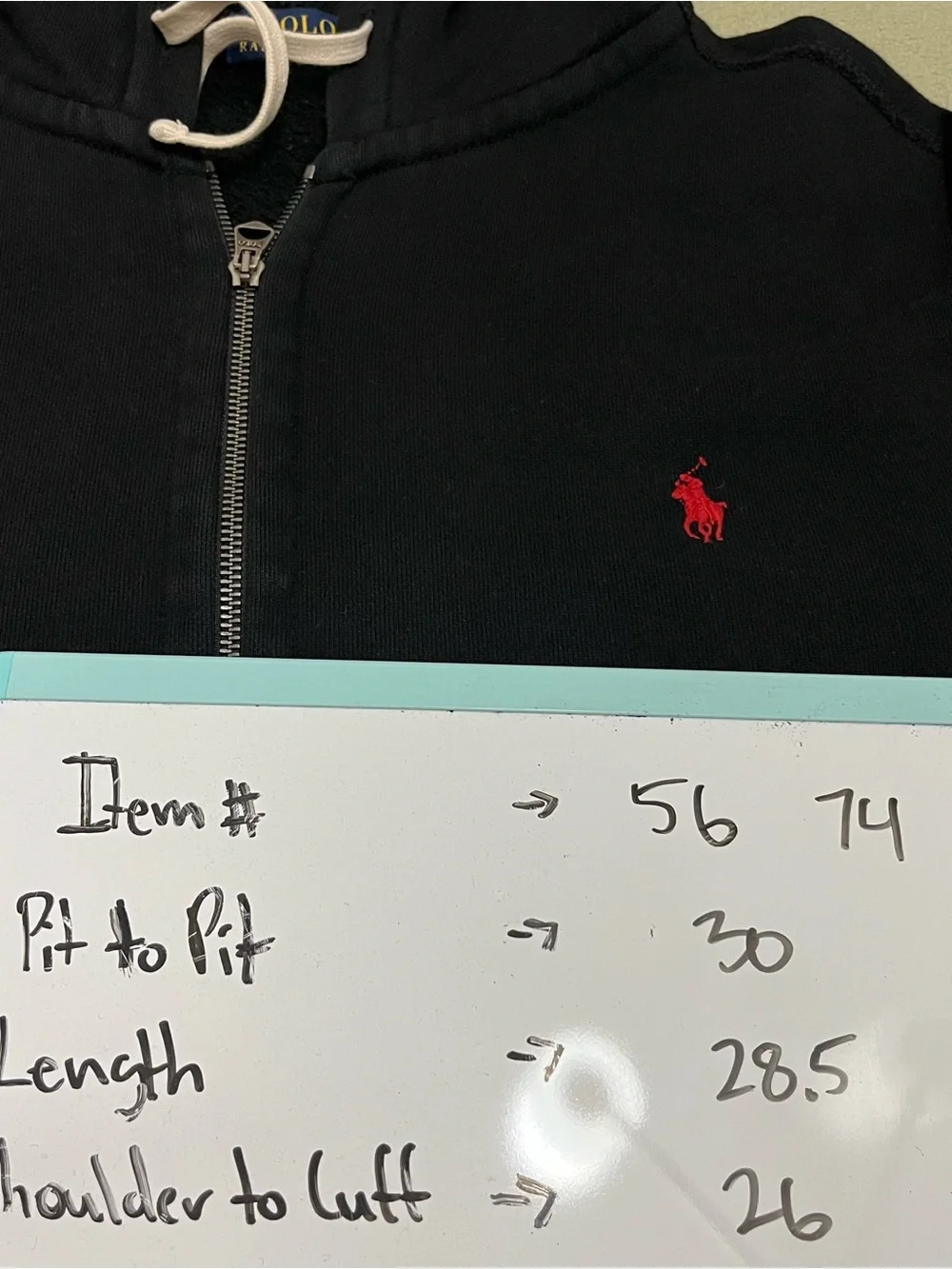 Polo Ralph Lauren Hoodie Mens 2XL Black Pony Full Zip Sweatshirt Heavy Cotton